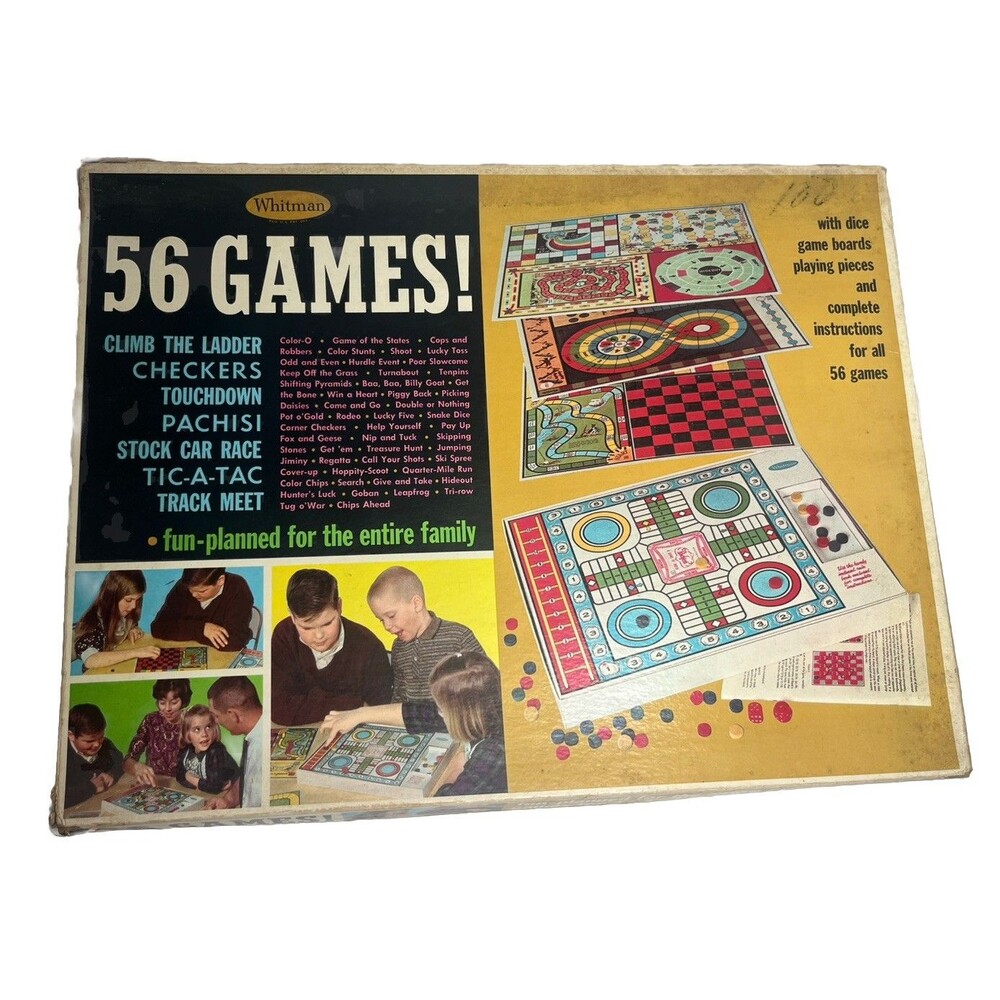 Vintage Whitman Publishing 56 Game Multigame Set Mid Century 1970’s Gamesboard